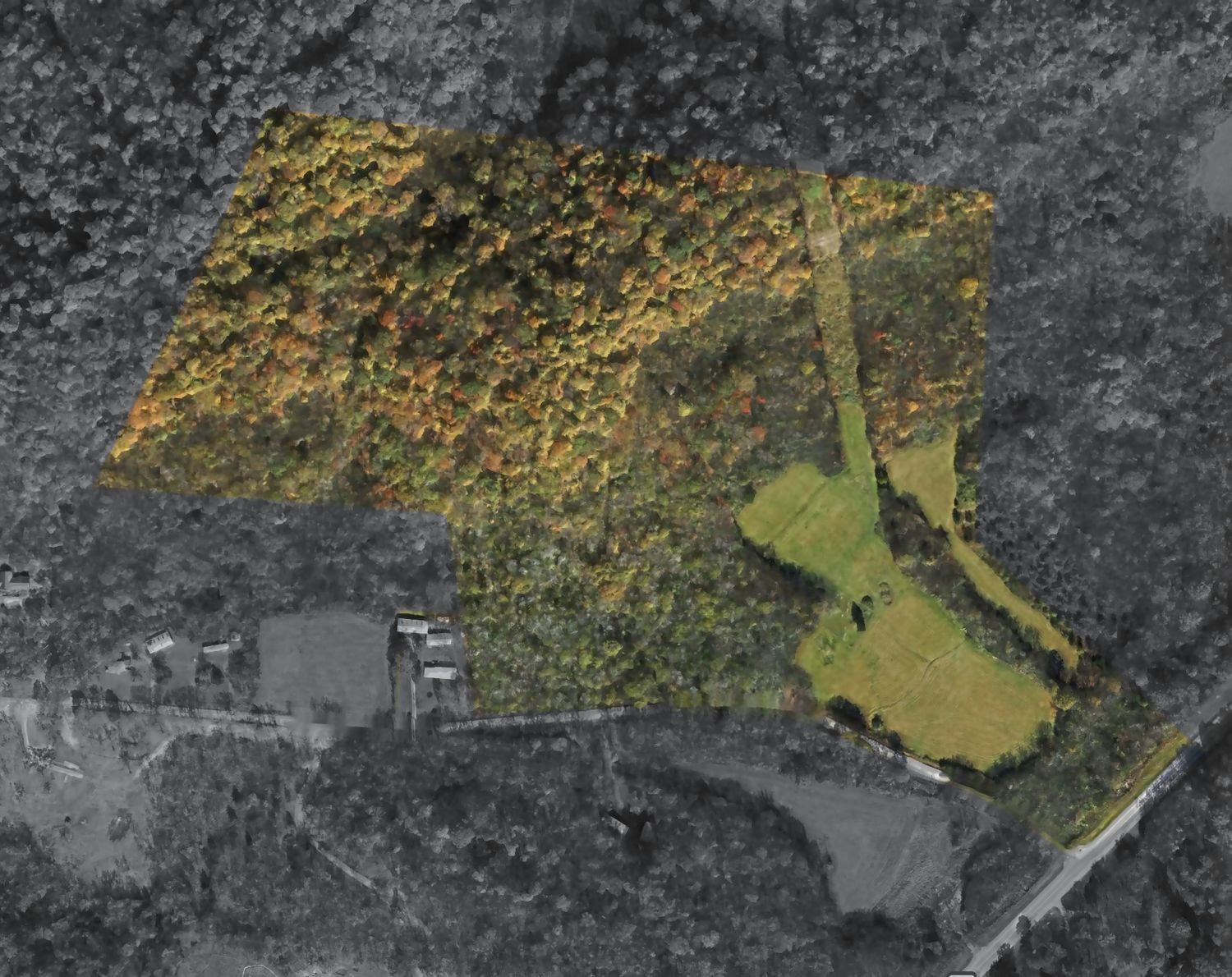 Aerial site plan — six parcels registered to current aerial imagery